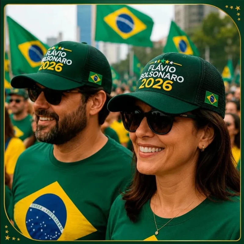 Casal usando o boné verde